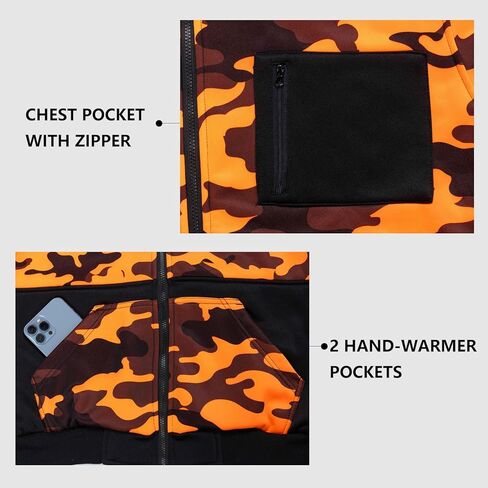 Men's Camo Fleece Hoodie Zipper Casual Military Sweatshirt with Pocket Hi Vis Construction Work Jakcet in Saudi Arabia