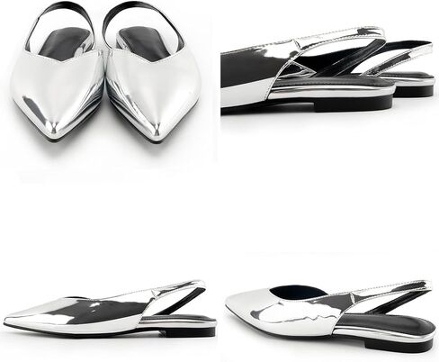 أحذية DREAMCIA Slingback للنساء، أحذية باليه مسطحة بمقدمة مدببة مع حزام بإبزيم للنساء الأنيقات، أحذية كلاسيكية بكعب منخفض لحفلات العمل غير الرسمية in Kuwait