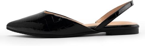 أحذية DREAMCIA Slingback للنساء، أحذية باليه مسطحة بمقدمة مدببة مع حزام بإبزيم للنساء الأنيقات، أحذية كلاسيكية بكعب منخفض لحفلات العمل غير الرسمية in Kuwait
