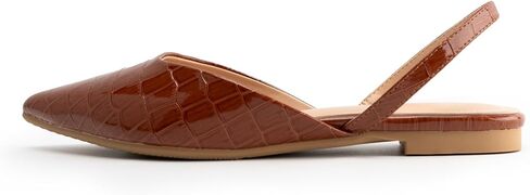 أحذية DREAMCIA Slingback للنساء، أحذية باليه مسطحة بمقدمة مدببة مع حزام بإبزيم للنساء الأنيقات، أحذية كلاسيكية بكعب منخفض لحفلات العمل غير الرسمية in Kuwait