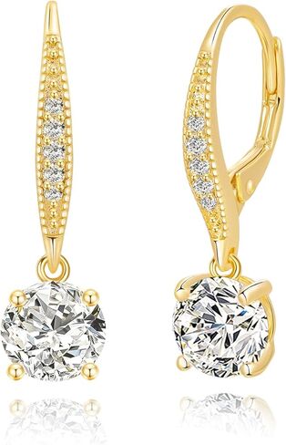 14K أقراط ذهب متدلية للنساء زركون استرخى 25 مللي متر أقراط مع Leverback أنيقة كريستال رصع خاتم هدايا مجوهرات أنيقة in Saudi Arabia