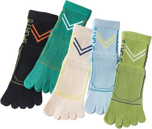 Kids Cotton Five Finger Socks Breathable Sport Running Toe Socks for Boys Girls 6-15 Years, 5 Pairs in Saudi Arabia