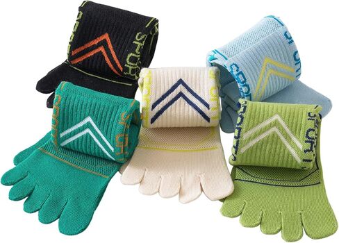 Kids Cotton Five Finger Socks Breathable Sport Running Toe Socks for Boys Girls 6-15 Years, 5 Pairs in Saudi Arabia