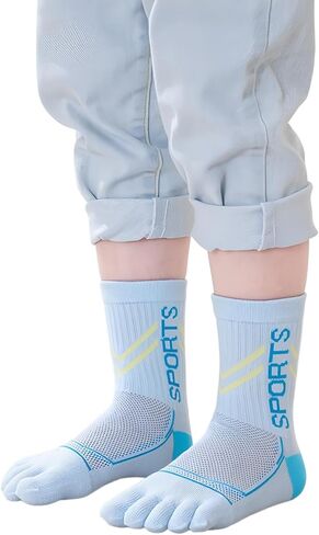 Kids Cotton Five Finger Socks Breathable Sport Running Toe Socks for Boys Girls 6-15 Years, 5 Pairs in Saudi Arabia