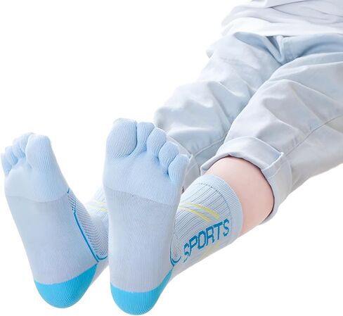 Kids Cotton Five Finger Socks Breathable Sport Running Toe Socks for Boys Girls 6-15 Years, 5 Pairs in Saudi Arabia
