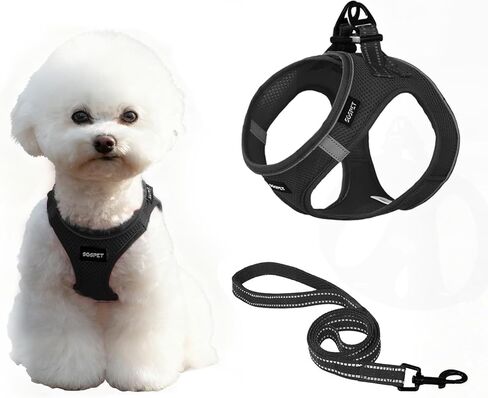 تسخير الكلب ، الكلب شبكية قابلة للتنفس ، طوق السترة الناعمة حزام الصدر المقود ، كل شبكة الطقس ، تسخير جرو عاكس قابل للتعديل ، لا تسخير السحب للقطط الصغيرة ، الكلاب الكبيرة (أسود ، م) in Kuwait