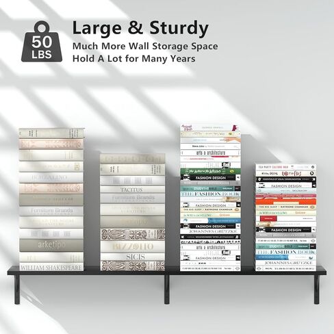 Floating Shelves for Wall 36 Inches Long Set of 4, Large Black Floating Book Shelves Wall Mounted, Heavy Duty Bedroom Shelves for Living Room, Office, Kitchen, Library, Laundry in Saudi Arabia