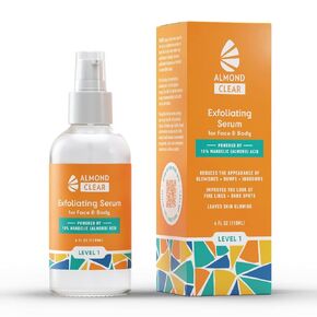 Almond Clear Level 1 Serum | Mandelic Acid Facial Serum for Acne, Folliculitis, Aging Skin, Ingrown Hairs, Dark Spots on Face, Chest, Butt, Back, Thighs, Arms | 4oz in Saudi Arabia