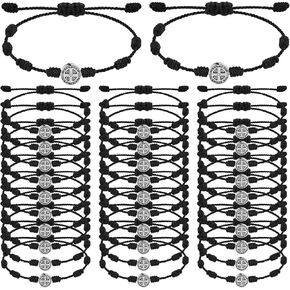 30 Pcs 7 Knots Saint Benedict Bracelet St Michael Amulet Bracelet Adjustable String Protection Medal for Men Women in Saudi Arabia