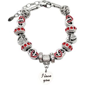 BELLA'S YARD I Love You Bracelet, Gifts for her, Charm Bracelet for Women, 100% Stainless Steel, Water & Tarnish Resistant, Mothers Day Gift, Ideal Anniversary or Birthday Gift for Wife, Jewelry for in Saudi Arabia