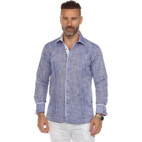 قميص Mojito الرجالي من مزيج القطن Guayabera Chacabana بأكمام طويلة مع زخرفة مميزة in Saudi Arabia