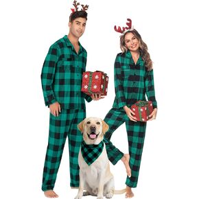 Christmas Family Matching Pajamas Set Couples Button Down Sleepwear Loungewear Long Sleeve Plaid Pjs Lounge Set in Saudi Arabia