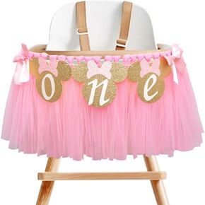 Mouse One High Chair Banner - Mouse Theme First Birthday Party Banner for Little Girls,Pink 1st Birthday Decoration Garland (pink mouse banner) in Saudi Arabia