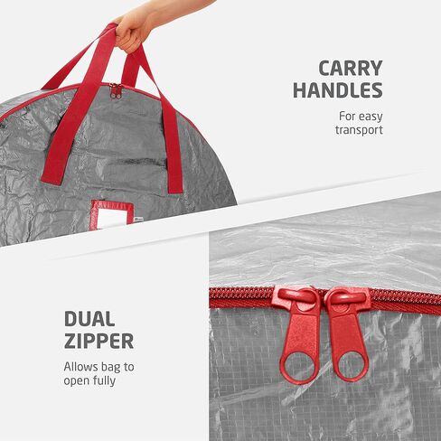 ZOBER Christmas Wreath Storage Container 24 Inch - Wreath Bag for Artificial Wreaths Box - Dual Zippered Wreaths Storage Bag with Strong Durable Handles - Gray in Saudi Arabia