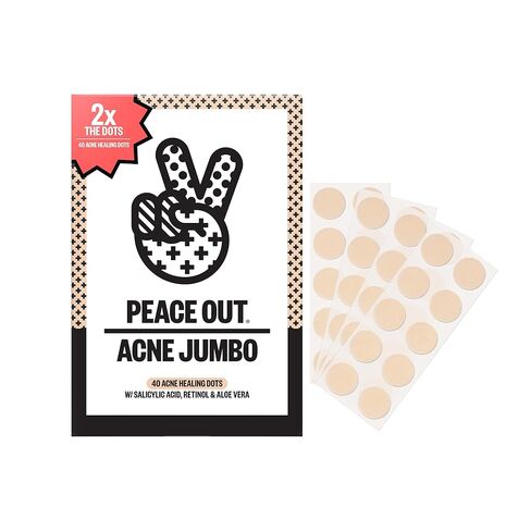 PEACE OUT Acne Healing Dots Helps Clear Blemishes Overnight, Fast Acting Hydrocolloid Pimple Patches for Breakouts with Salicylic Acid, Retinol and Aloe Vera, Award Winning Skincare Solution 40 Count in Saudi Arabia