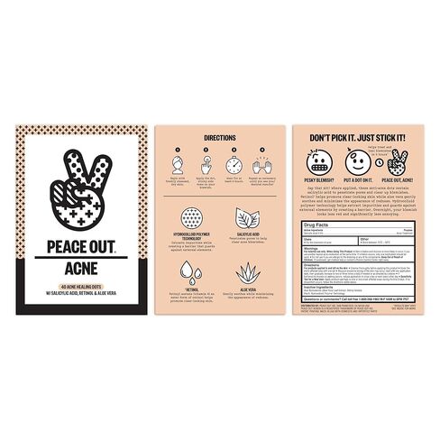 PEACE OUT Acne Healing Dots Helps Clear Blemishes Overnight, Fast Acting Hydrocolloid Pimple Patches for Breakouts with Salicylic Acid, Retinol and Aloe Vera, Award Winning Skincare Solution 40 Count in Saudi Arabia