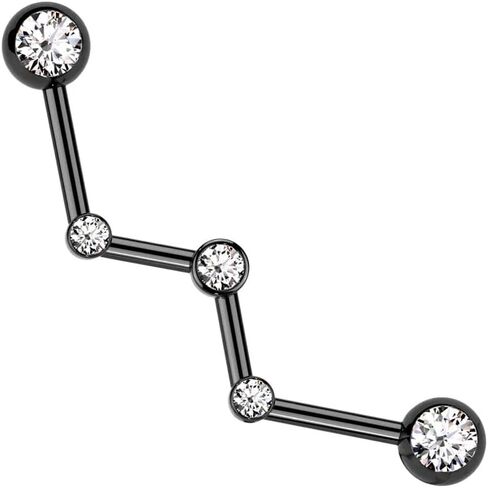 Satix 316L Surgical Steel 14G Industrial Barbell CZ Zig Zag Industrial Piercing Earrings Helix Cartilage Bar 32mm 1 & 1/4 Inch in Saudi Arabia