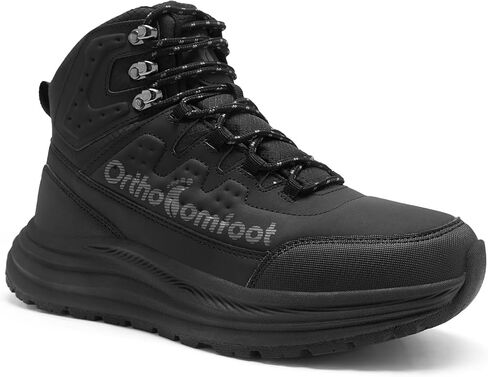 Men's Orthopedic Waterproof Hiking Boots: Comfortable Plantar Fasciitis Work Walking Running Trekking Shoes, Flat Feet Orthotic Mid Ankle Support Trail Sneakers for Foot and Heel Pain Relief in Saudi Arabia