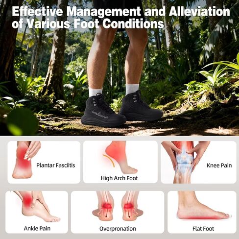 Men's Orthopedic Waterproof Hiking Boots: Comfortable Plantar Fasciitis Work Walking Running Trekking Shoes, Flat Feet Orthotic Mid Ankle Support Trail Sneakers for Foot and Heel Pain Relief in Saudi Arabia