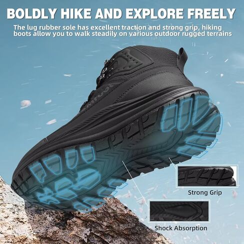 Men's Orthopedic Waterproof Hiking Boots: Comfortable Plantar Fasciitis Work Walking Running Trekking Shoes, Flat Feet Orthotic Mid Ankle Support Trail Sneakers for Foot and Heel Pain Relief in Saudi Arabia