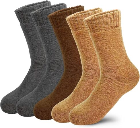 6 Pairs Wool Hiking Socks for Men Womens, Thermal Warm Socks for Men, Crew Winter Cozy Boot Socks in Kuwait