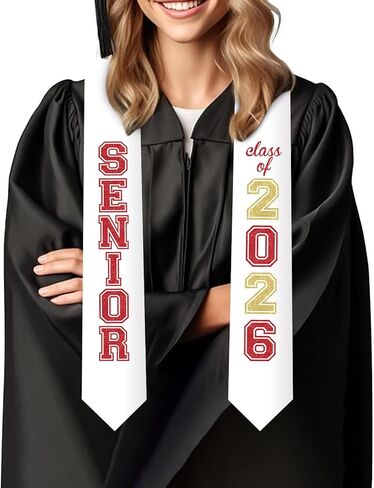 Jollyboom Senior Graduation Stole Class of 2026 Red, Graduation Honor Stole Sash with Glitter Letter Class of 2026 Senior Night Graduation Accessory Gift for Graduation Ceremony Congrats Grad Party in Saudi Arabia