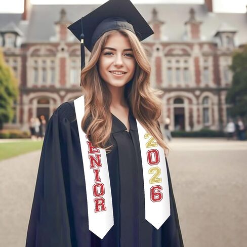 Jollyboom Senior Graduation Stole Class of 2026 Red, Graduation Honor Stole Sash with Glitter Letter Class of 2026 Senior Night Graduation Accessory Gift for Graduation Ceremony Congrats Grad Party in Saudi Arabia