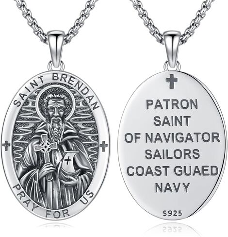 Saint Florian Necklace 925 Sterling Silver Fire Fighter Medal Pendant,Patron St Florian Firefighter Jewelry for Men with 22 in Chain in Kuwait