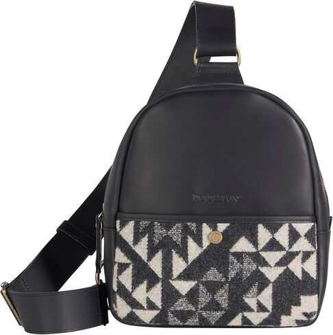 حقيبة ظهر Pendleton Mini Sling، من الصوف والجلد، باللون الأسود مع نمط جنوب غربي، 7.5 × 10 × 2.75 بوصة in Saudi Arabia
