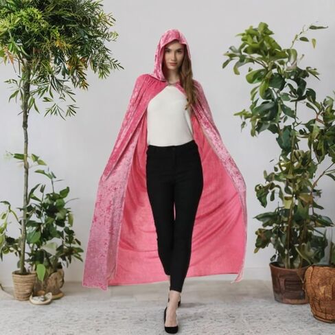Deluxe Velvet Cape with Hood Women Adult Witch Hooded Cloak Halloween Cosplay Costumes in Saudi Arabia