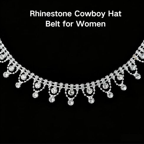 2 Pcs Rhinestone Fringe Cowboy Hat for Women Adjustable Hat Western Cowgirl Hat in Saudi Arabia