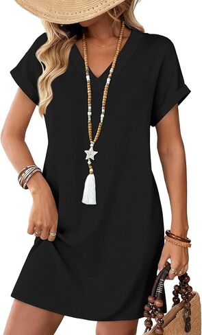 WIHOLL Dresses for Women 2026 Casual Summer Tshirt Dress Wedding Guest Dresses Short Sleeve Fashion Beach Vacation Clothes in Kuwait