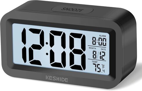 Travel Digital Alarm Clock,Battery Operated with Backlight, Indoor Temperature, Desk Small Clock,Snooze Model,12/24H Display for Bedrooms Heavy Sleepers Kids Travel Bathroom (Black) in Saudi Arabia