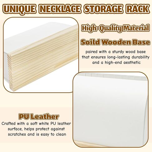 2 Pack Cambered Necklace Display Stand, Soft Leather Necklace Bracelet Organizer Rack for Selling, White Tabletop Jewelry Display Storage Holder for Necklaces, Pendant in Saudi Arabia