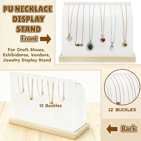 2 Pack Cambered Necklace Display Stand, Soft Leather Necklace Bracelet Organizer Rack for Selling, White Tabletop Jewelry Display Storage Holder for Necklaces, Pendant in Saudi Arabia
