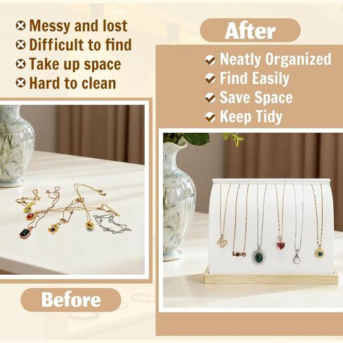 2 Pack Cambered Necklace Display Stand, Soft Leather Necklace Bracelet Organizer Rack for Selling, White Tabletop Jewelry Display Storage Holder for Necklaces, Pendant in Saudi Arabia