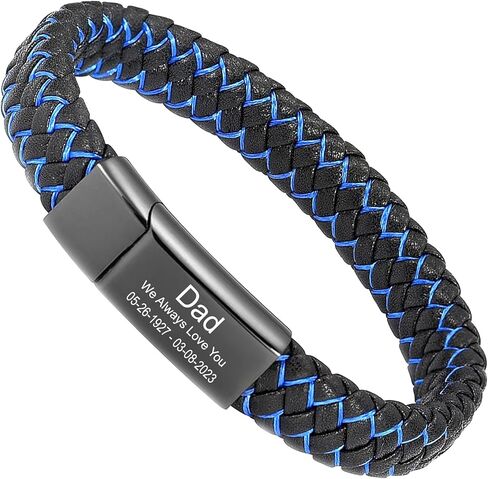 Personalized Cremation Jewelry Urn Bracelet for Ashes -Women Men Memorial Braided Blue & Black Leather Urn Bracelet for Human Ashes Keepsake Cuff Bangle in Saudi Arabia
