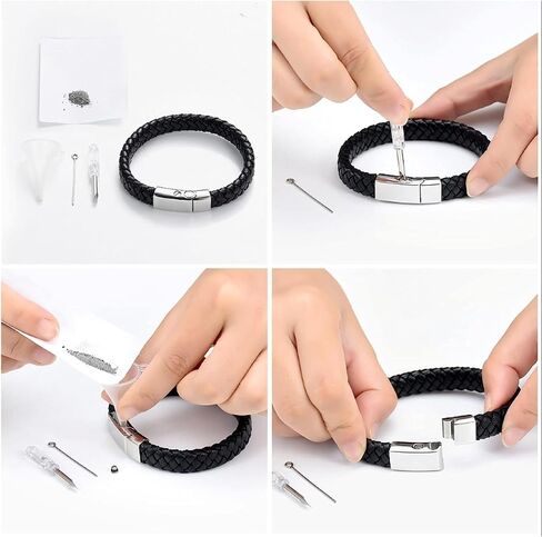 Personalized Cremation Jewelry Urn Bracelet for Ashes -Women Men Memorial Braided Blue & Black Leather Urn Bracelet for Human Ashes Keepsake Cuff Bangle in Saudi Arabia
