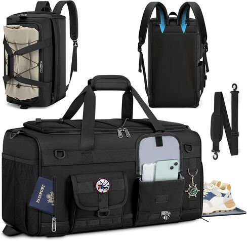 RAINSMORE Gym Bag for Men, 45L Sports Duffel Bag with Shoe Compartment Gym Backpack Carry On Weekender Bag Overnight Backpack Carry On,Black in Saudi Arabia