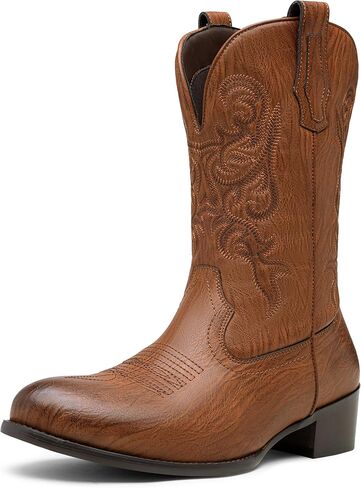 Jousen Cowboy Boots For Men Classic Western Embroidered Boot Retro Short Botas in Saudi Arabia