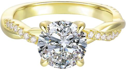 White Gold or Yellow Gold 14K Petite Twisted Vine 2.0 CT Moissanite Hidden Halo Engagement Ring in Kuwait