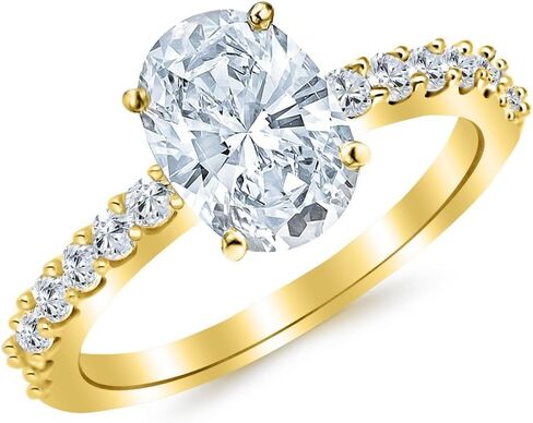 هيوستن دايموند ديستريكت 1 إلى 5.5 قيراط LAB GROWN IGI CERTIFIED DIAMOND Classic Prong Set خاتم خطوبة ألماس بيضاوي الشكل (E-F Color VS2-SI1 Clarity) in Kuwait