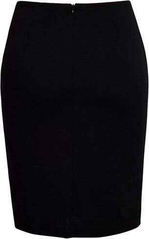 Womens Vintage Solid Color with Button Skirt Back Zipper Casual Elegant Office Short Skirt in Saudi Arabia