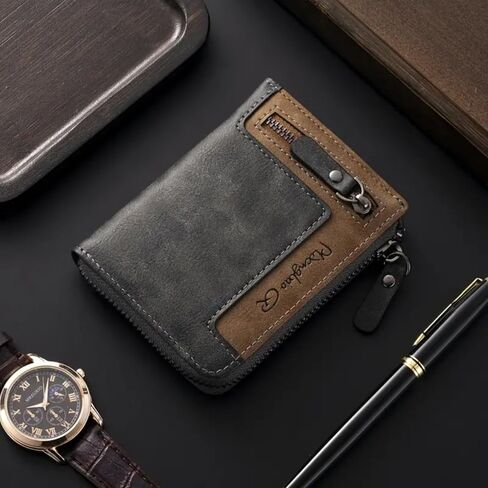 Men's Zipper Wallet, Business Credit Card Holder RFID Lock Pocket, Wallet for Men Large Capacity ID in Saudi Arabia