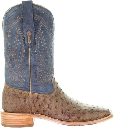 Corral Boots رجالي مطرز بنعامة بمقدمة مربعة حذاء طويل متوسط ​​الساق - أزرق، بني - مقاس 11 D in Saudi Arabia
