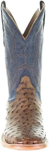Corral Boots رجالي مطرز بنعامة بمقدمة مربعة حذاء طويل متوسط ​​الساق - أزرق، بني - مقاس 11 D in Saudi Arabia