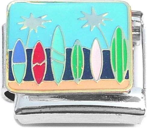 Palm Tree Surfboard Ocean Beach Italian Charm in Kuwait