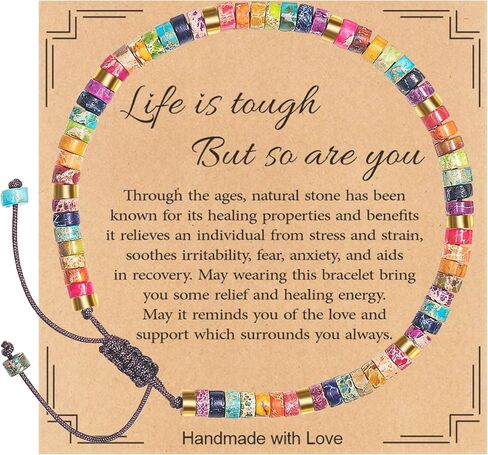 TAGOMEI هدايا ملهمة للنساء المراهقات شفاء أساور مطرزة بالحجر الطبيعي احصل على هدايا جيدة للنساء عيد ميلاد عيد الفصح هدايا عيد الميلاد لصديقتها أخت أمي ابنة حفيدة in Kuwait