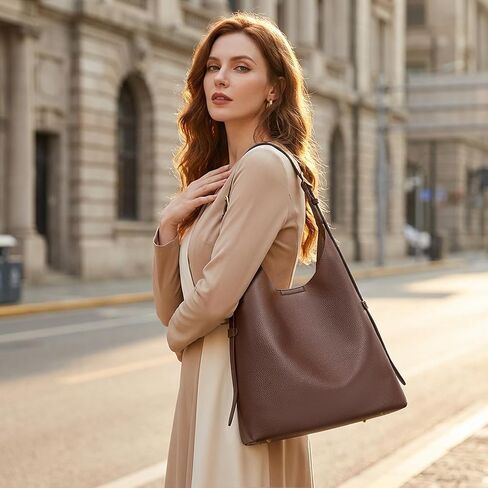 Hobo Bag For Women Vegan Leather Slouchy Shoulder Tote Purse With Adjustable Strap in Saudi Arabia
