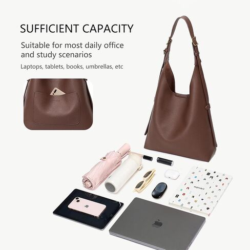 Hobo Bag For Women Vegan Leather Slouchy Shoulder Tote Purse With Adjustable Strap in Saudi Arabia
